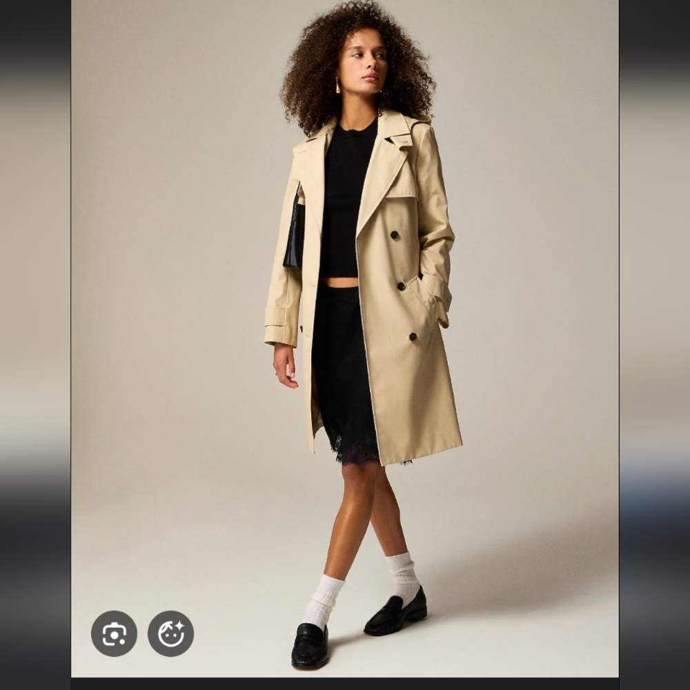 JCREW 2011 Icon Trench Coat Womens 0 6 Khaki Beige Water Repellent H5852 NEW